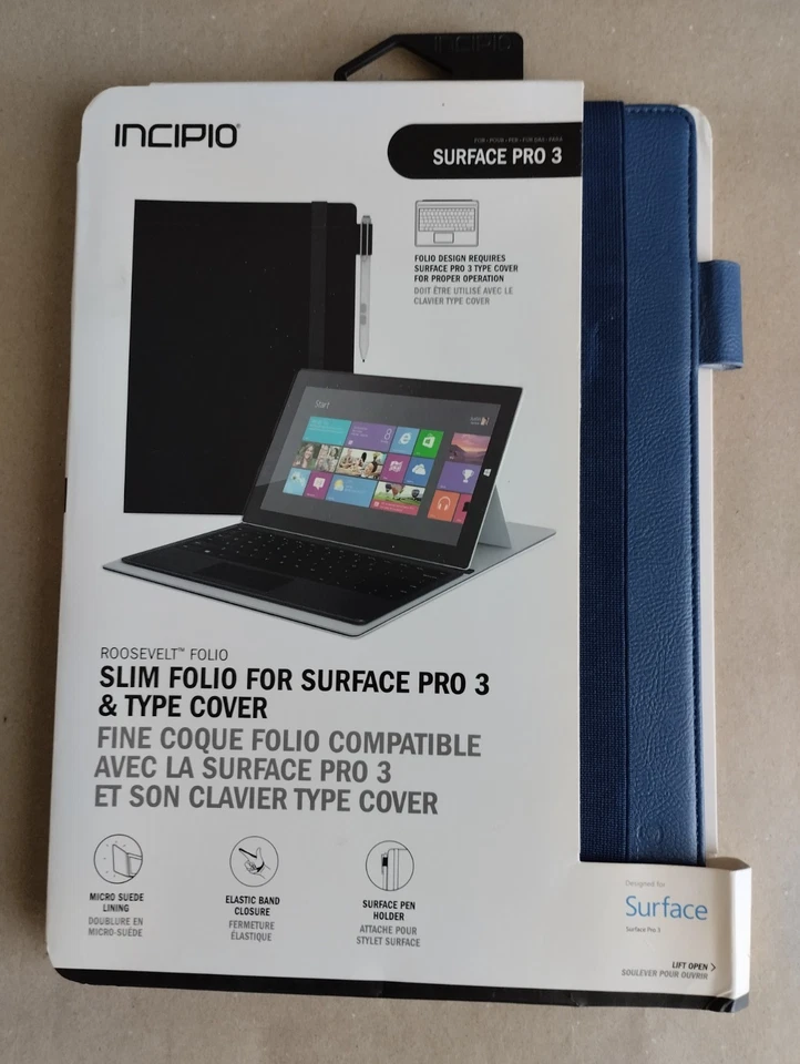 Klapptasche Schutzhülle für Microsoft Surface Pro 3 Incipio Roosevelt blau Neu - Bild 1 von 3