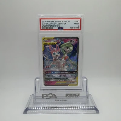 2019 POKEMON SUN & MOON UNBROKEN BONDS #130 GARDEVOIR & SYLVEON GX PSA 9 - Image 1 of 2