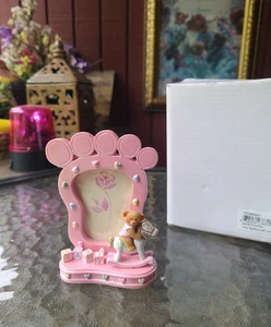 Vintage Y2K Mode Handwerk Rosa Fußabdruck Baby Kunststoff Bilderrahmen Neu im Karton - Bild 1 von 6