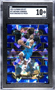 2023-24 Panini Select Anthony Edwards azul hielo agrietado Prizm SGC 10 - Imagen 1 de 2