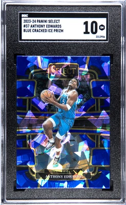 2023-24 Panini Select Anthony Edwards Blue Cracked Ice Prizm SGC 10 - Image 1 of 2