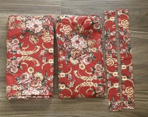 Ralph Lauren Vintage Danielle Marseille rot Blumen 2 Vorhänge & Raffhalter Set 40x84" - Bild 1 von 8