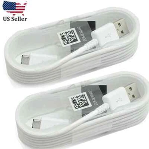 2X OEM Samsung 5FT White Fast Charger Cord Cable For Galaxy S6 S7 Edge Note 4 5 - Picture 1 of 2