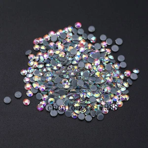 Crystal AB Iron On Hotfix Strass Strass Hot Fix Flatback White Clear Strass... - Picture 1 of 14