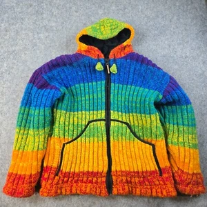 Kyber Outerwear Damen XL Nepal Wolle Reißverschluss gefüttert Kapuze Pullover Jacke Regenbogen - Bild 1 von 8