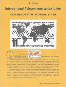 #1274 11c ITU 100 Jahre Briefmarkenposter - Inoffizielle Souvenirseite flach HC - Bild 1 von 1