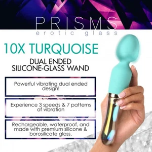 10X Türkis Dual-End Silikon und Glas Massagestab Wiederaufladbar Wireless P - Bild 1 von 16