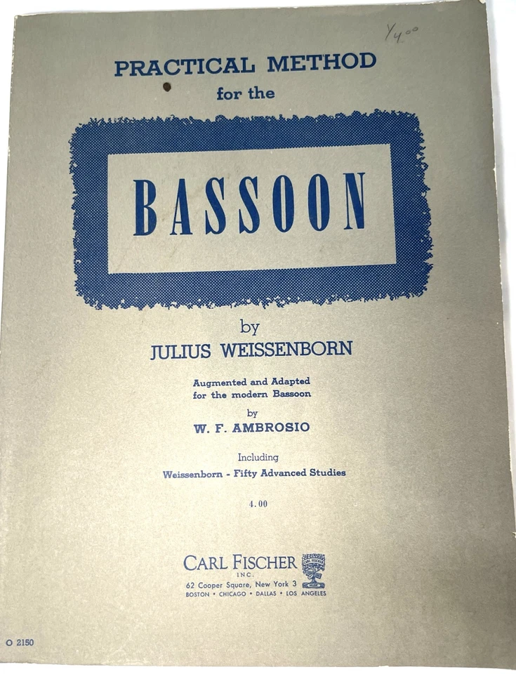 Practical Method for the Bassoon Julius Weissenborn Includes Fifty Advanced Stud - Image 1 of 4