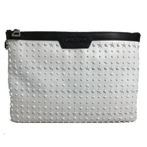 UNUSED JIMMY CHOO Star studs DEREK Clutch bag White x Black Leather - Bild 1 von 12
