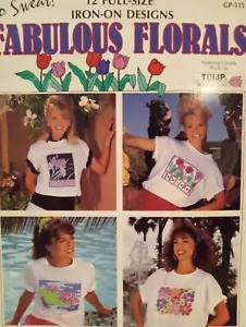 Vintage 80s Floral T Shirt Iron On Patterns Booklet 12 Iron On Template Patterns - Picture 1 of 6