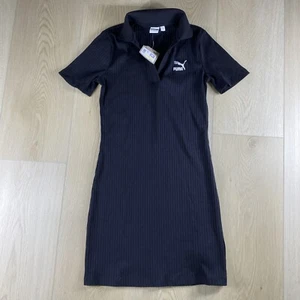 Puma Classics Ribbed Short Sleeve T-Shirt Dress Womens Black Casual Sz M - Picture 1 of 4