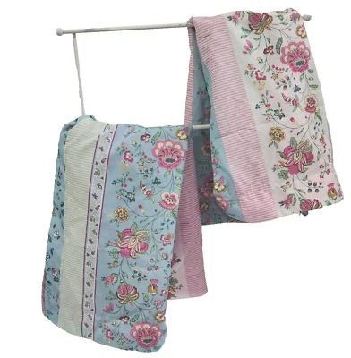 复古 2 Tommy Hilfiger 枕套 Sham Stripe Paisley 花朵 蓝色 标准 — 第 1/4 张图片