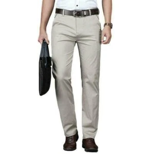 Mens Straight Business Casual Pants Work wear Long Dress Formal Trousers Leisure - Picture 1 of 12