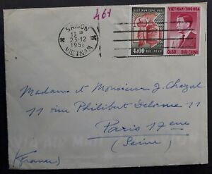 1958 Vietnam Airmail Cover ties 2 Stamps cd Saigon to Paris