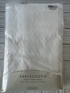 Vintage 2001 Target Brand DOUBLE DIAMOND längliche weiße Tischdecke 60x84" Baumwolle - Bild 1 von 6