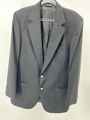 Burberry's Cappotto Sportivo Vintage Blazer Lana Nero Bottoni Argento 42R