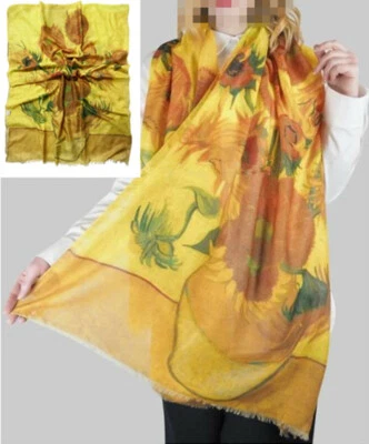 Van Gogh Twelve Sunflowers Parten Print Winter Scarf
