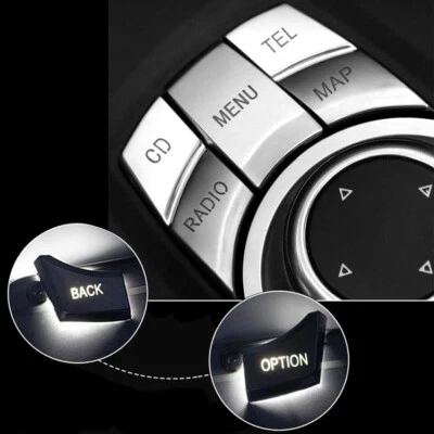 Para BMW Serie 1 2 3 5 6 Plateado Interior iDrive Multimedia Botón Cubierta Accesorio Foto 1 de 4