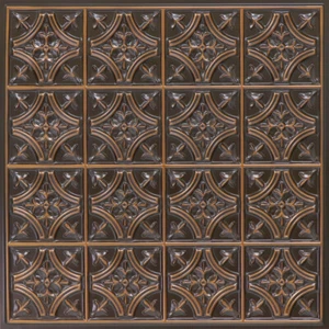 #290 Antique Copper 2'x2' PVC Faux Tin Decorative Ceiling Tile Panel (Lot of 10) - Picture 1 of 2
