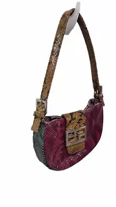 Park Avenue International Sm Leather Colorful Snakeskin Look Handbag Vintage - Picture 1 of 19