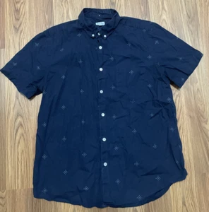 Steven Alan Shirt Mens Large Compass Rose Print USA Made Navy Button Down - Picture 1 of 11