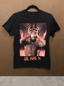 Small Black Lil Nas X T-Shirt Devil Horns The Thread Shop - Picture 1 of 2