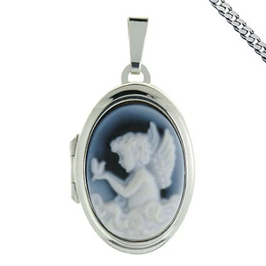 Medaillon Engel auch mit Gravur zB Sternzeichen und Kette Amulett echt Silber - Picture 1 of 9