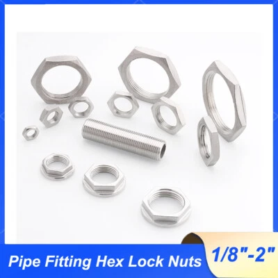 Raccordo per tubi in acciaio inox 304 filettato femmina BSP 1/8" - 2" dadi di bloccaggio esagonale - Immagine 1 di 4