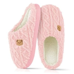 House Slippers,Fuzzy Slip-on Slippers for Women Men Warm 7-8 Women/7-8 Men Pink - Picture 1 of 8