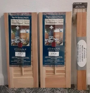 2- Louvered Shutter Panels Size 8×20 Natural Wood W/ Installation Kit Brand New - Picture 1 of 10