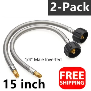 RV 15" Pigtail Propane Gas Hose Tank Connector Trailer 1/4” Inverted for Camper - Picture 1 of 6