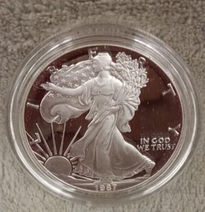 SILVER 1987 AMERICAN EGALE 1OZ FINE SILVER $1 DOLLAR COIN PROOF TP-3418 - Picture 1 of 6
