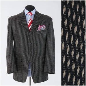 Mens Argyle Blazer 42R UK Size CASUAL MILL Grey Wool Sport Coat Fitted Jacket - Picture 1 of 13