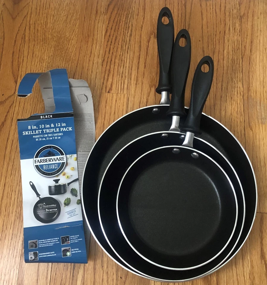 Farberware Reliance 3 peças frigideira de alumínio pacote triplo conjunto de frigideira antiaderente - Imagem 1 de 1