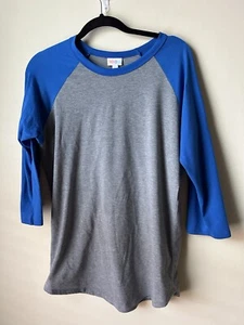 LuLaroe Women’s tee baseball shirt Blue and Gray Size Large 3/4 Sleeve - Picture 1 of 6