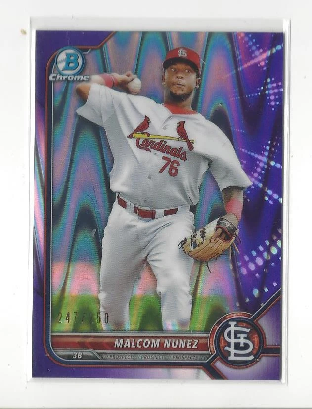 2022 Bowman Chrome Prospects Purple RayWave Refractor #BCP42 Malcom Nunez /250  - Image 1 of 1