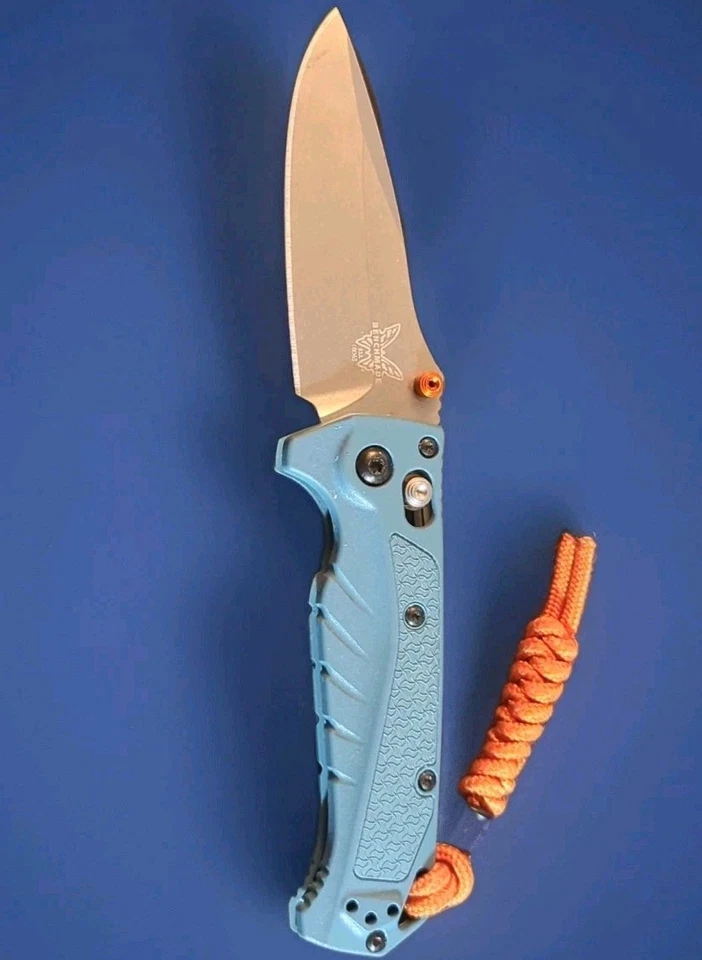 Benchmade - Mini Adira 18065 Outdoor Knife Plain Edge with Depth Blue Grivor...