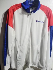 Giacca Champion Vintage Adulto Grande Rosso Bianco Blu Blocco Colore - Foto 1 di 4
