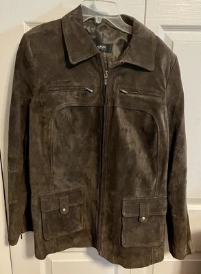  ALFANI Gamuza Cuero Chaqueta Cremallera Mujer Abrigo Ligero Talla Mediana  Foto 1 de 4