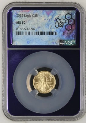 2024 $5 1/10oz Gold Eagle NGC MS-70 Purple Core - Image 1 of 2