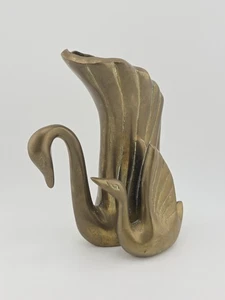 Jarrón cisne de latón vintage ornamental doble pájaro decoración Art Deco figura 6,5" raro - Imagen 1 de 13