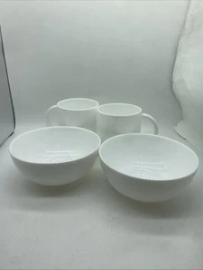 4-Piece White Ceramic Cup and Bowl Set – Elegant Everyday Tableware - Picture 1 of 5