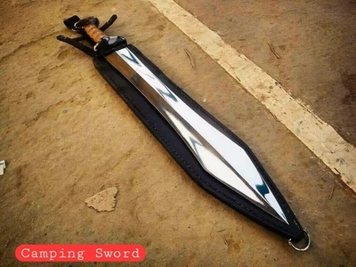 LINDA ESPADA DE CAÇA FULL TANG 25 POLEGADAS AÇO CARBONO CABO DE MADEIRA COM BAINHA - Imagem 1 de 4