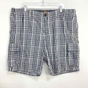 Tommy Bahama Men's Cargo Shorts Actual Size 42Wx8L White Plaid Back Flap Pockets - Picture 1 of 15