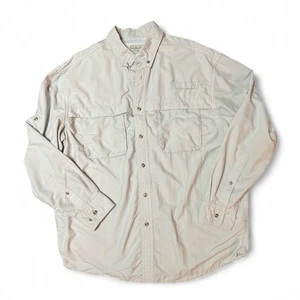 LLBean Vintage Tropicwear Oatmeal Button Front Shirt size Large - Picture 1 of 12