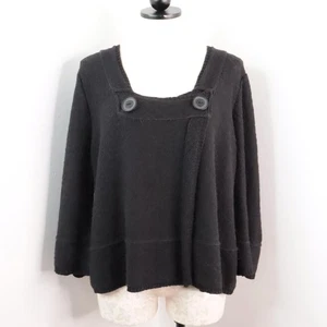 Leo & Nicole Women's XL Black Cotton Acrylic Knit Babydoll Snap-Up Sweater - Picture 1 of 8