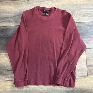 Eddie Bauer Mens Long Sleeve Crew Neck Thermal Shirt Size Medium Maroon - Picture 1 of 5