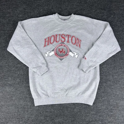 Sudadera De Colección Universidad De Houston Para Hombre Gris Medio Pumas Cuello Redondo Años 00 Foto 1 de 4