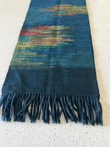 Japanese Kimono Scarf Blues 100% Wool Scarf of Many Colors Hokkaido New No Tags - Picture 1 of 5