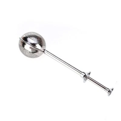  Tea Leaf Holder Strainer Filter Stainless Steel Infuser Push Style - Image 1 of 4